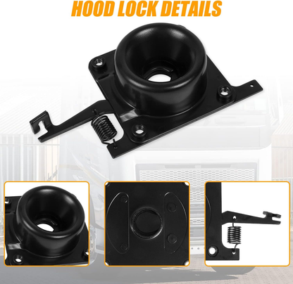 Hood Release Latch for Volvo VN VNL 2004-2017 | Replace 20498998 20565619 8074938 | Upper / Lower Hood Latches, for Driver(LH) / Passenger(RH) Side