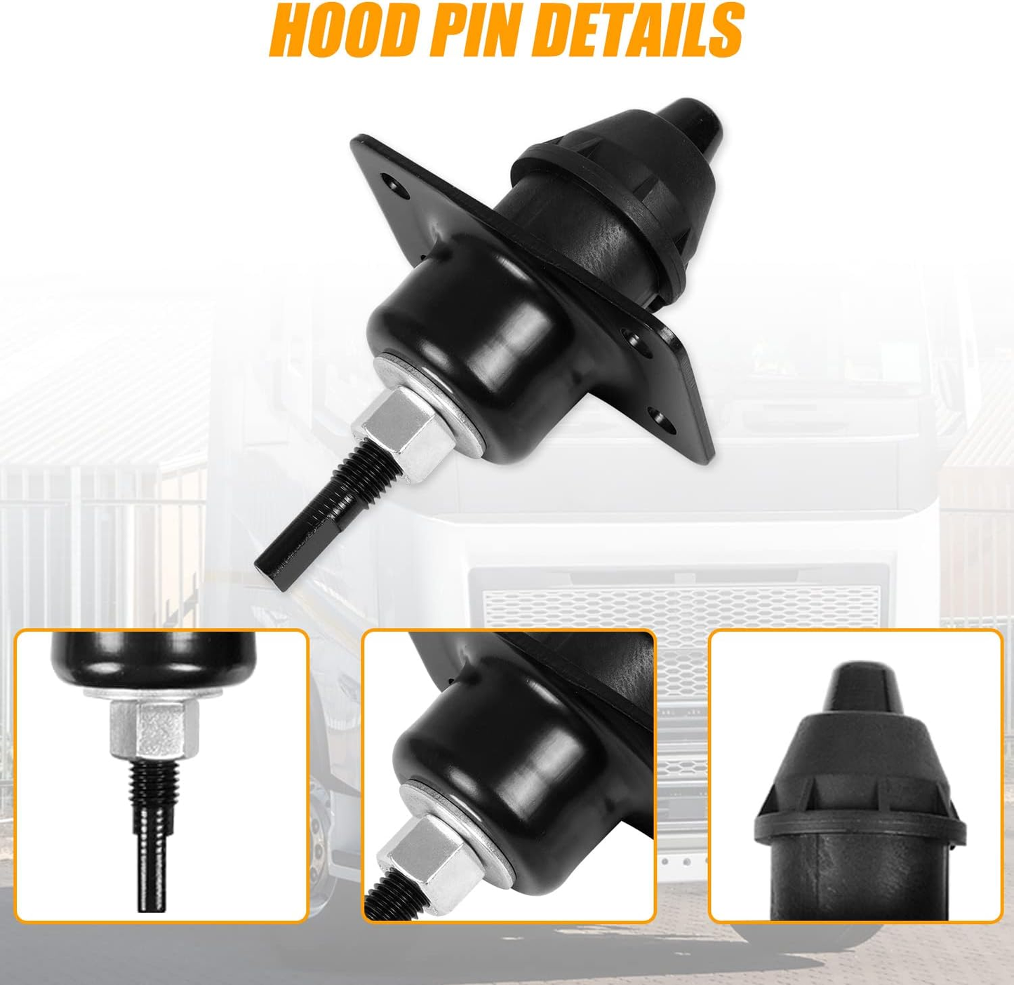 Hood Release Latch for Volvo VN VNL 2004-2017 | Replace 20498998 20565619 8074938 | Upper / Lower Hood Latches, for Driver(LH) / Passenger(RH) Side