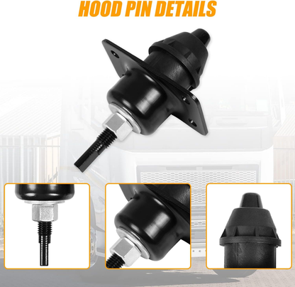 Hood Release Latch for Volvo VN VNL 2004-2017 | Replace 20498998 20565619 8074938 | Upper / Lower Hood Latches, for Driver(LH) / Passenger(RH) Side