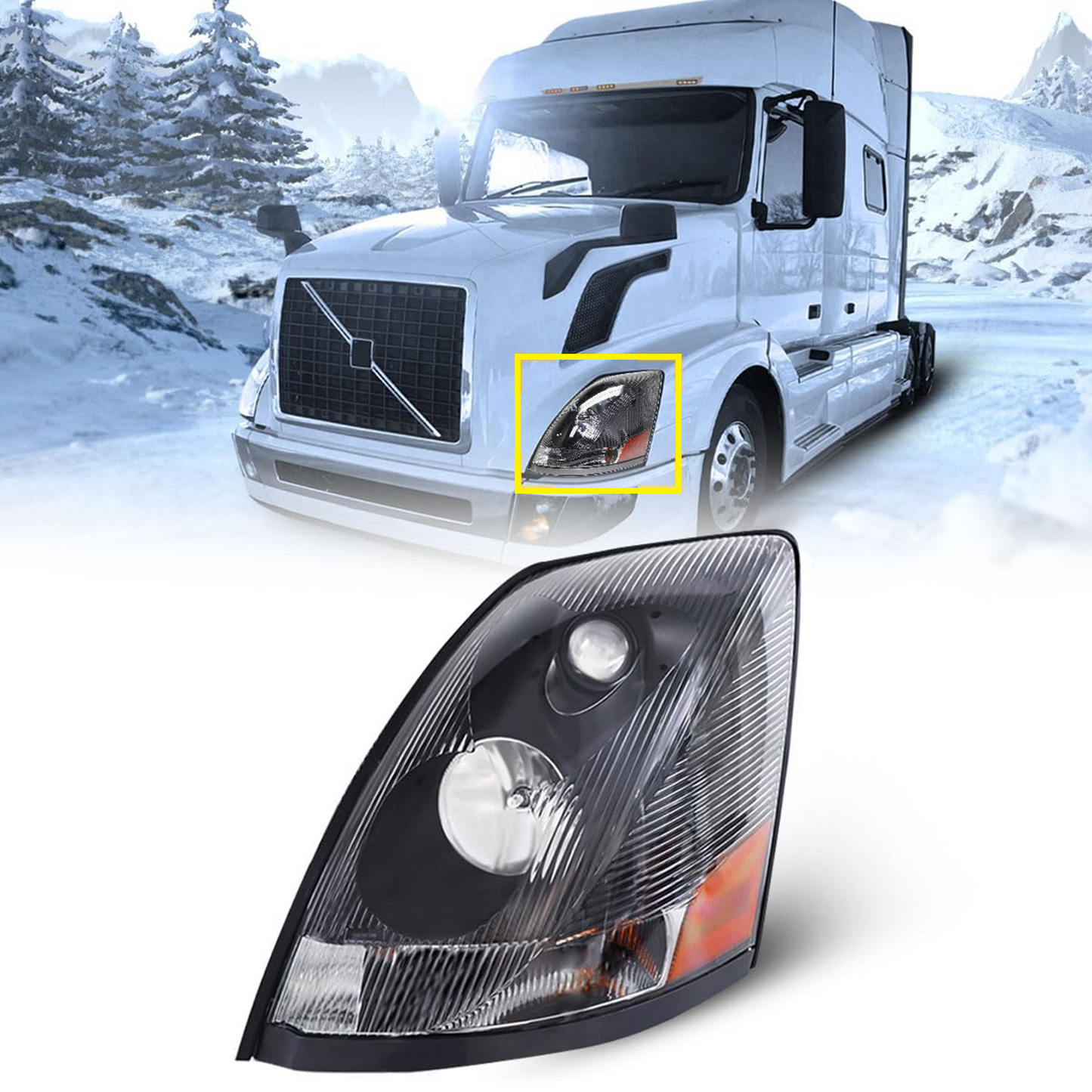 Headlight for Volvo VN VNL 2004-2017 Halogen Headlamp | Replaces 82329124 82329127