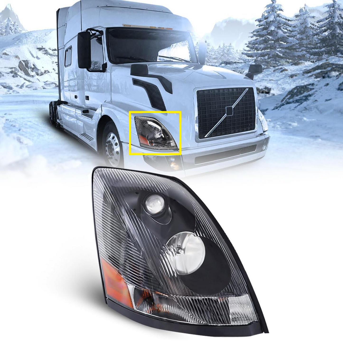 Headlight for Volvo VN VNL 2004-2017 Halogen Headlamp | Replaces 82329124 82329127