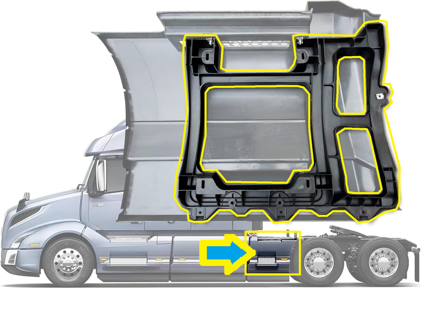 Rear Step Fairing Inner Support Bracket Compatible with Volvo VNL 2018 2019 2020 2021 2022 2023 2024
