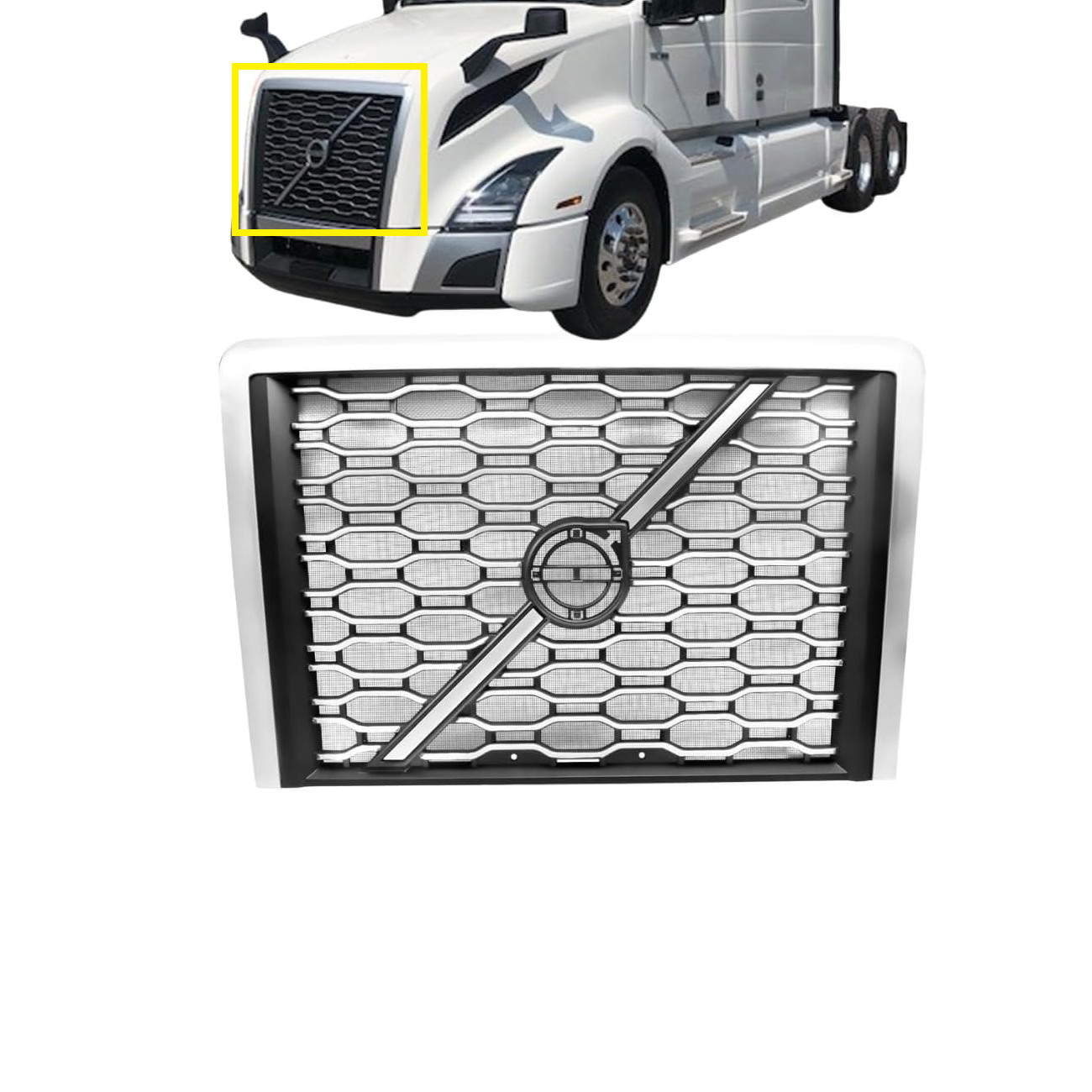 Front Grille with Bug Screen Grill Assembly Replacement for Volvo VNL 2018-up 84724159