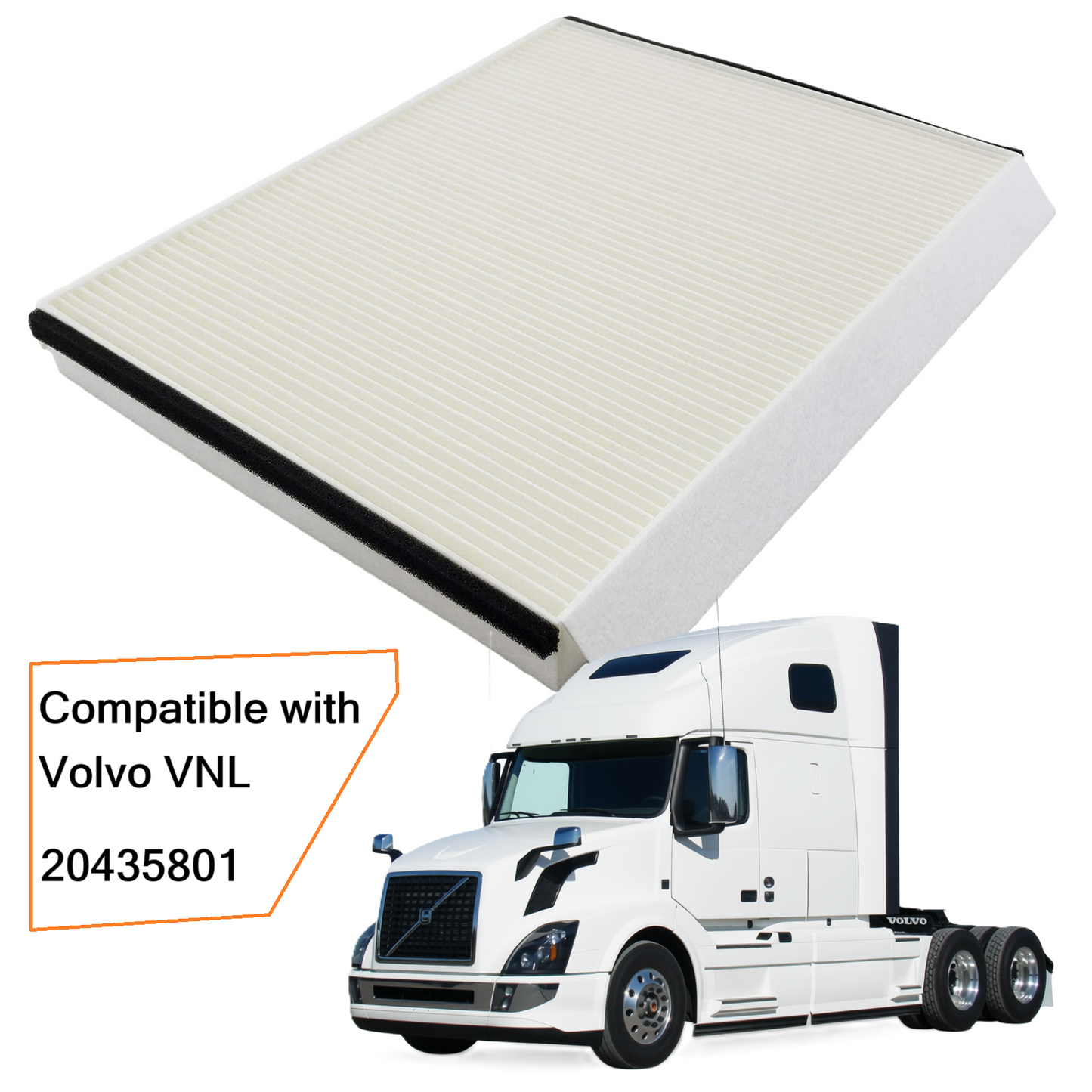 Cabin Air Filter for Volvo VNL 780 760 860 670 630; VN 780 670; VH VHD VNM Trucks, Replace 20435801