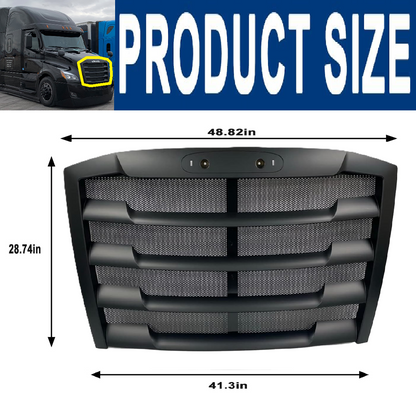 Front Grille Compatible with 2018-2024 Freightliner Cascadia Grill w/Bug Screen Black
