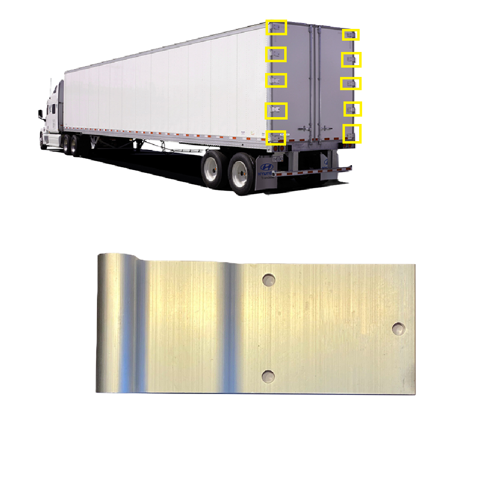 Hyundai 20003977 Aluminum Swing Door Hinge 9.59"X4"X1.95", Aluminum 3 Hole Trailer Door Hinge