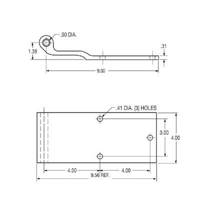 Hyundai 20003977 Aluminum Swing Door Hinge 9.59"X4"X1.95", Aluminum 3 Hole Trailer Door Hinge