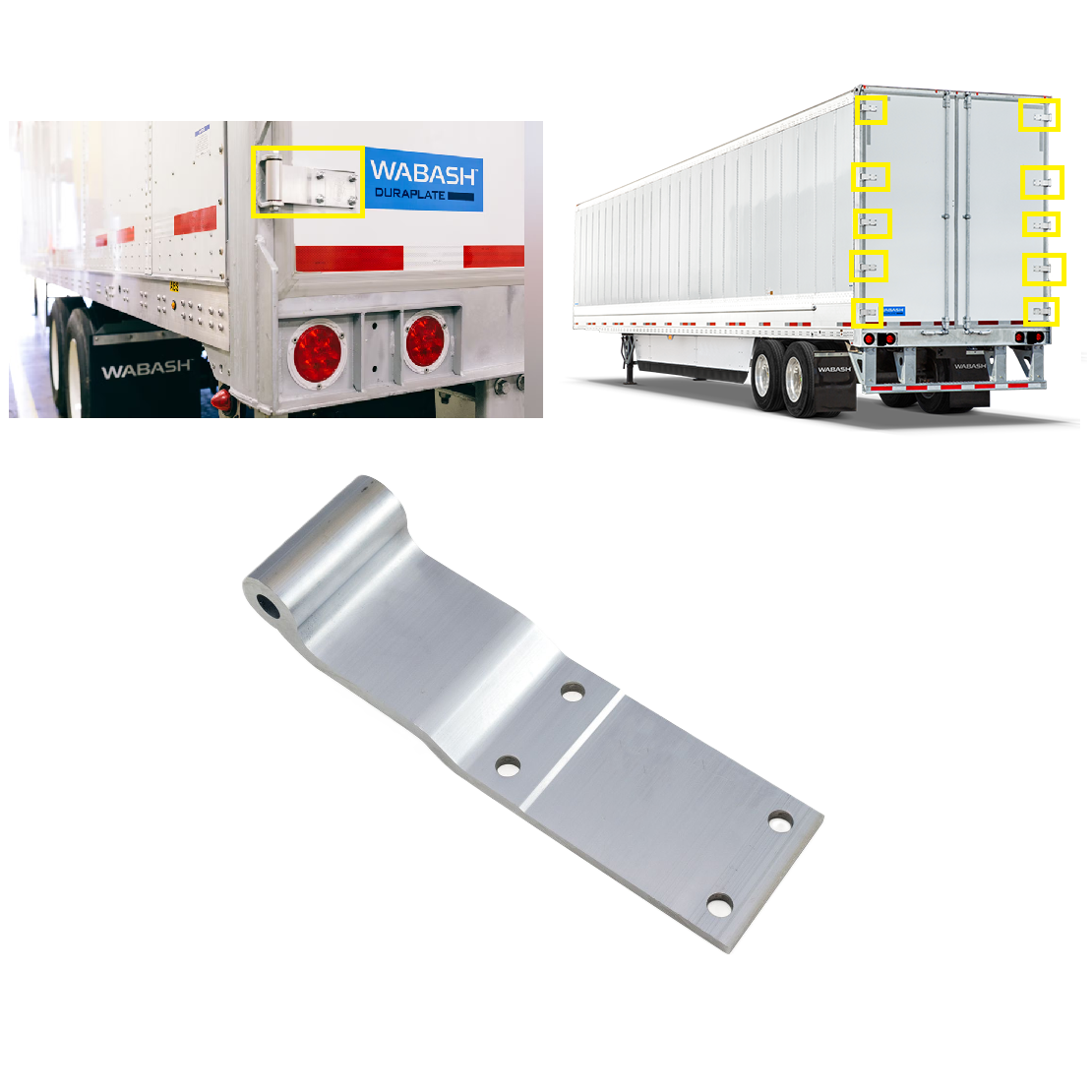 Wabash 21100291 Aluminum Swing Door Hinge 9.75"X2.75"X1.55", Aluminum 4 Hole Trailer Door Hinge