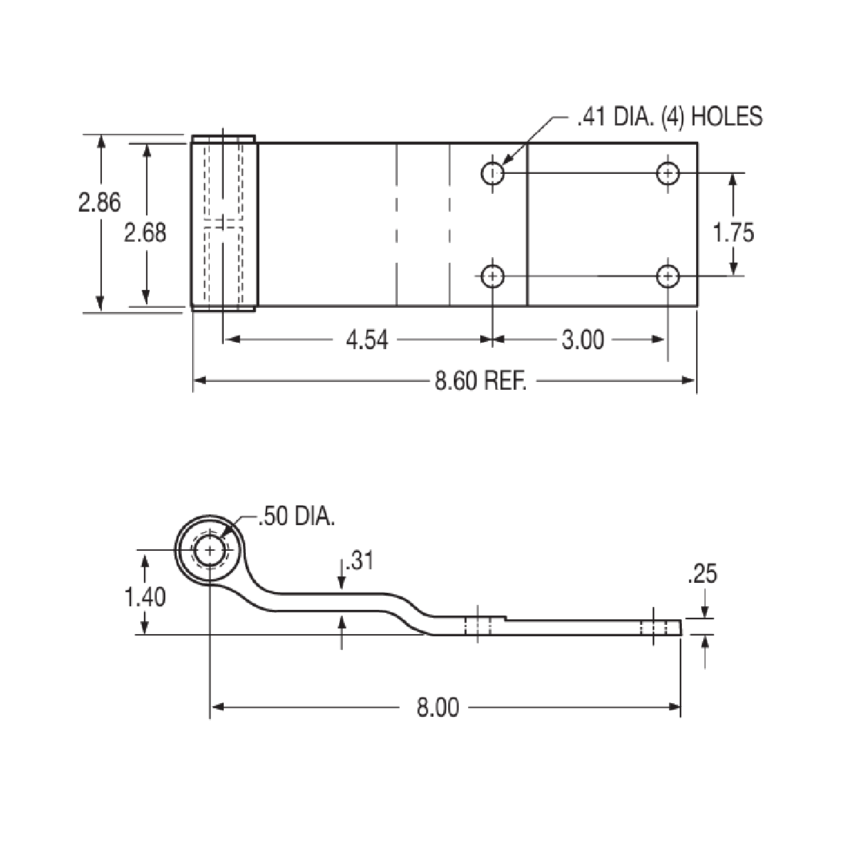 Wabash WAB06301527 Aluminum Swing Door Hinge 8.6"X2.85"X9.85", Aluminum 4 Hole Trailer Door Hinge