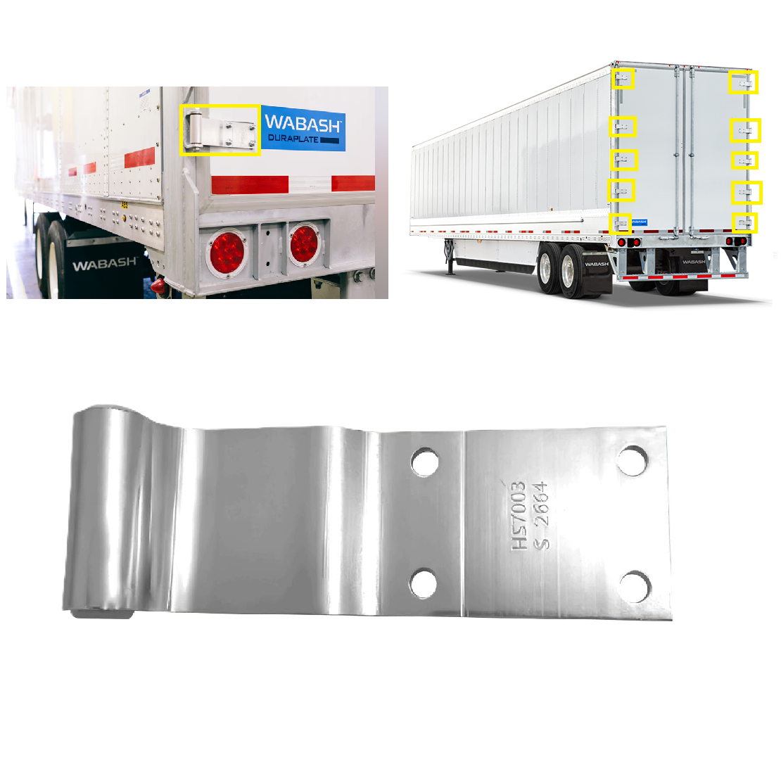 Wabash WAB06301527 Aluminum Swing Door Hinge 8.6"X2.85"X9.85", Aluminum 4 Hole Trailer Door Hinge
