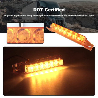 Top Marker Lights LED Cab Marker for Volvo VNL 2003-2020, Truck Roof Running Lights Assembly Amber Lens 6LED 12V
