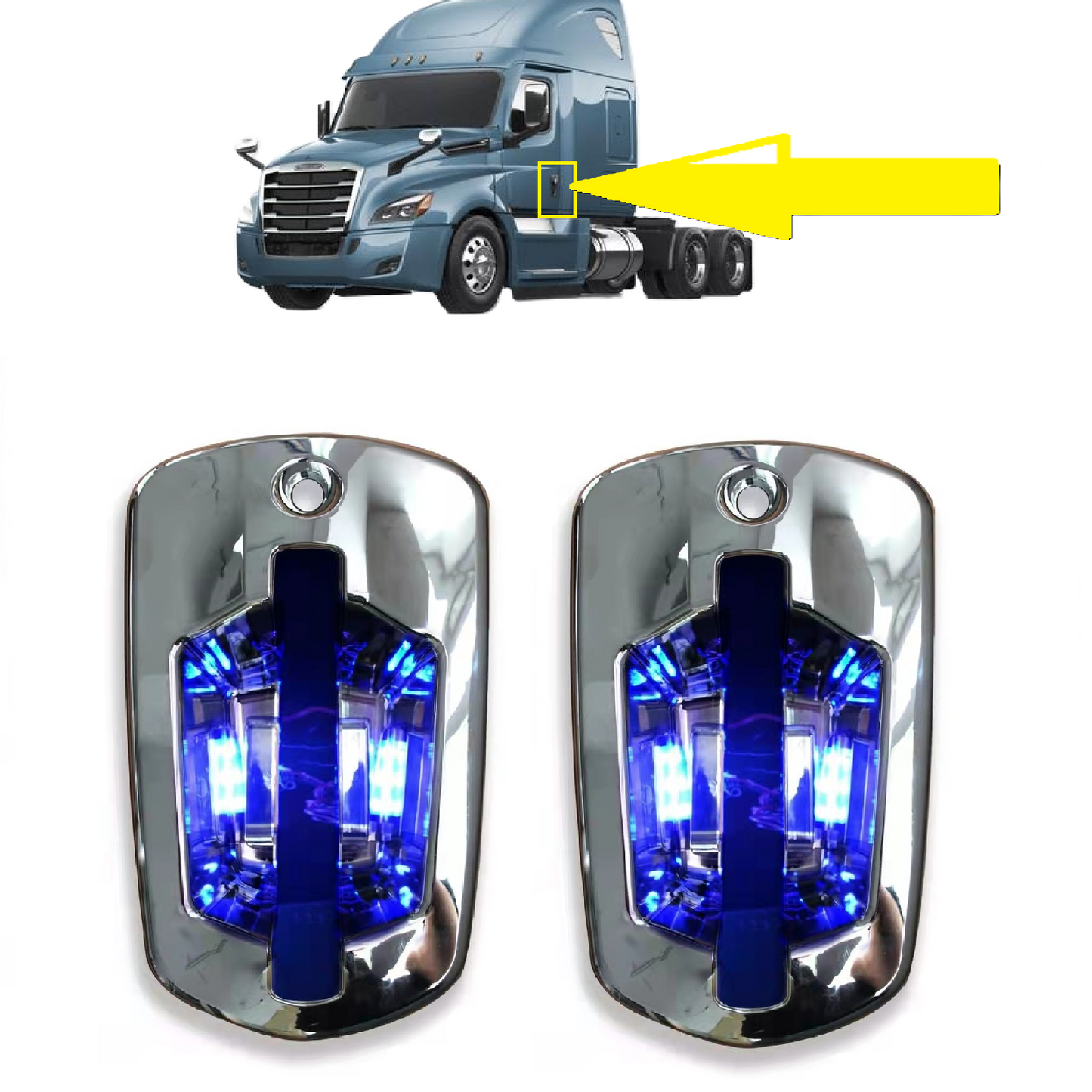 Door Handle with Blue Led Lights for Freightliner Cascadia 2018 2019 2020 2021 2022 2023 2024