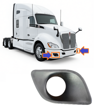 Bumper Auxiliary Fog Light Bezels Pair (Left & Right) for 2011-2020 Kenworth T680 Black/Chrome
