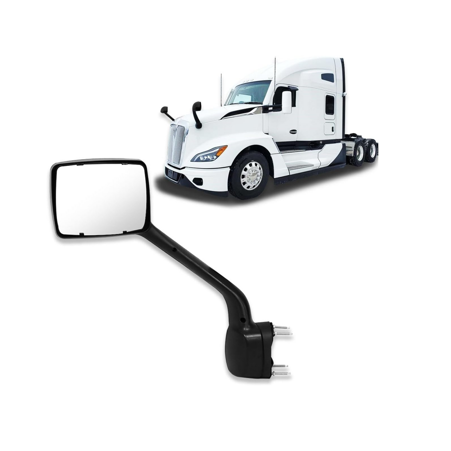 Hood Mirror for Kenworth T680 Next Gen 2022 2023 2024 | Chrome / Back Cover | Driver (Left) / Passenger (Right) Side Mirror Assembly