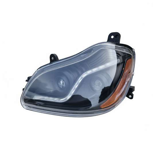 Headlight Assembly for Kenworth T680 2013–2021 with LED Light Bar and Projector Headlights – Driver Side (Left) & Passenger Side (Right) – Black/Chrome