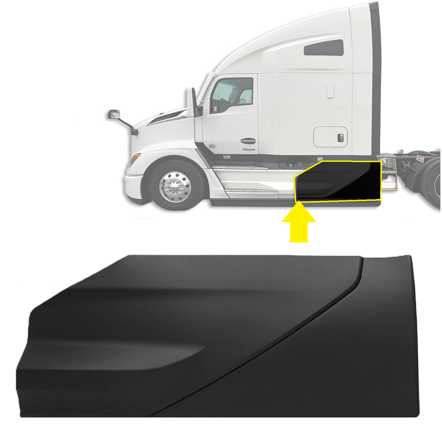 Black Rear Side Fairing Panels for Kenworth T680 Next Gen 2022 2023 2024+
