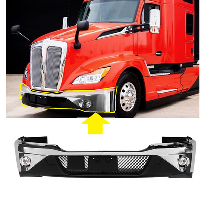 Complete Bumper without Fog Light Hole for Kenworth T680 Next Gen 2022 2023 2024+ Chrome