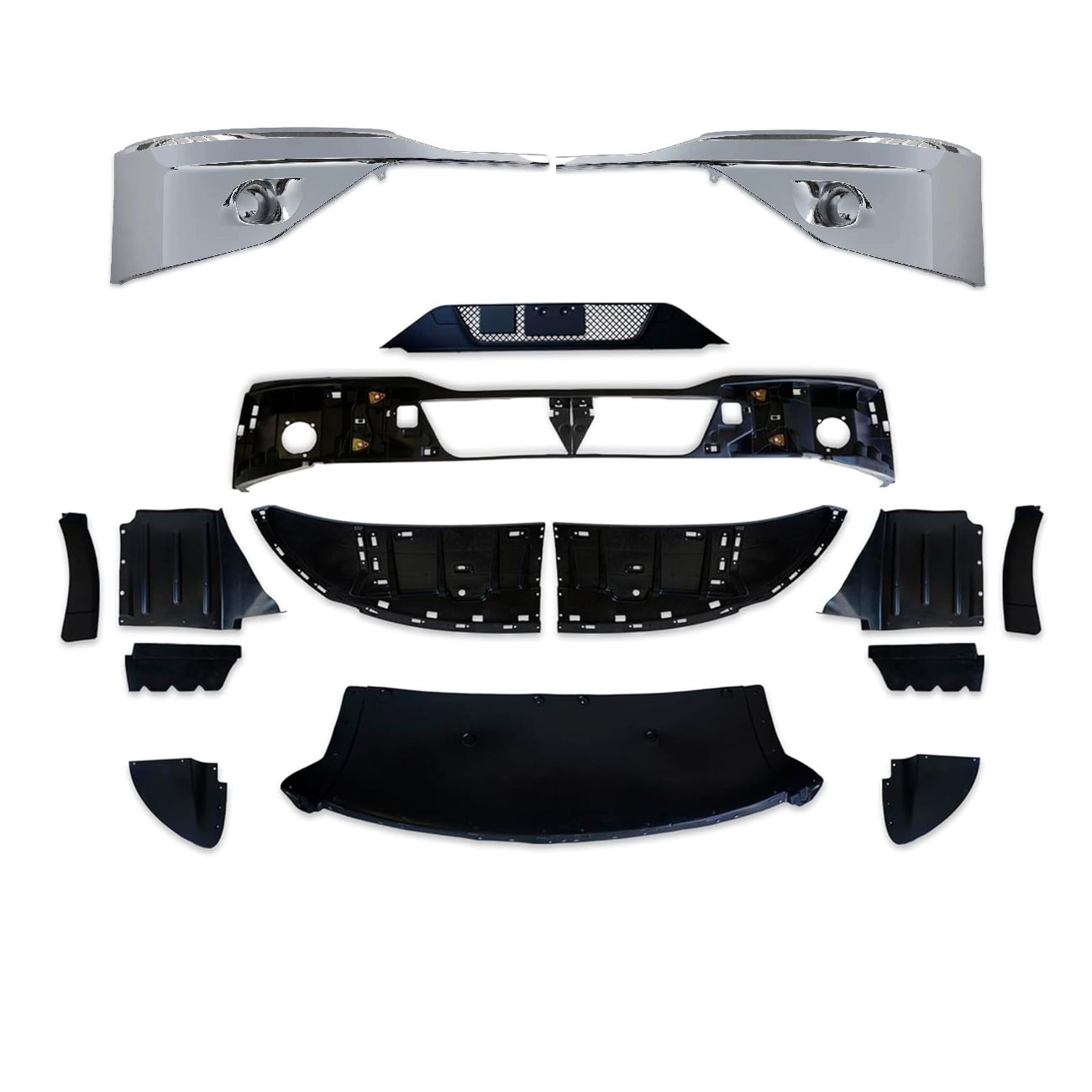 Complete Bumper without Fog Light Hole for Kenworth T680 Next Gen 2022 2023 2024+ Chrome