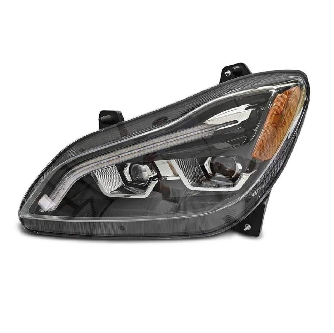 Kenworth T680 Next Gen 2022 2023 2024 2025 Full LED Headlight Assemblies | 6-24V Black Housing Headlamp