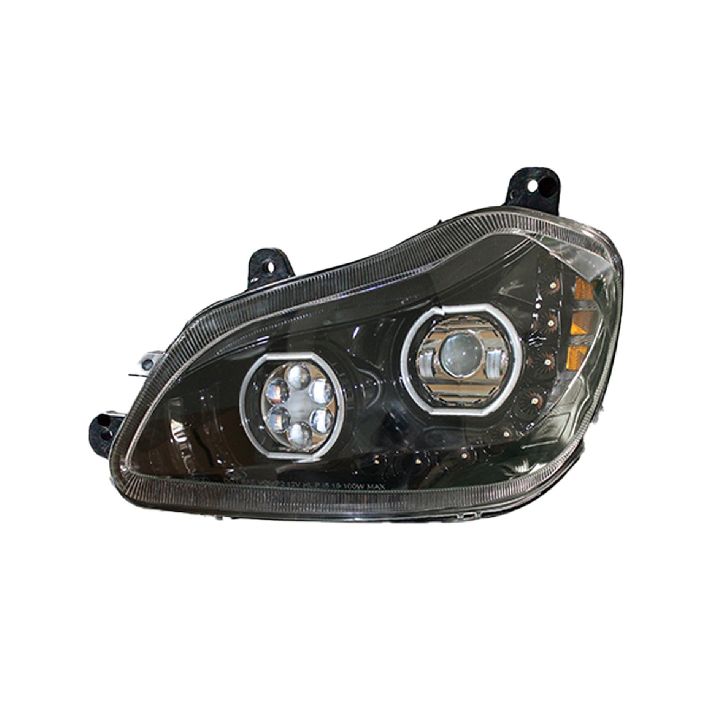 Full LED Headlights with Sequential Turn Signals for 2013-2020 Kenworth T680 Chrome/Black Pair