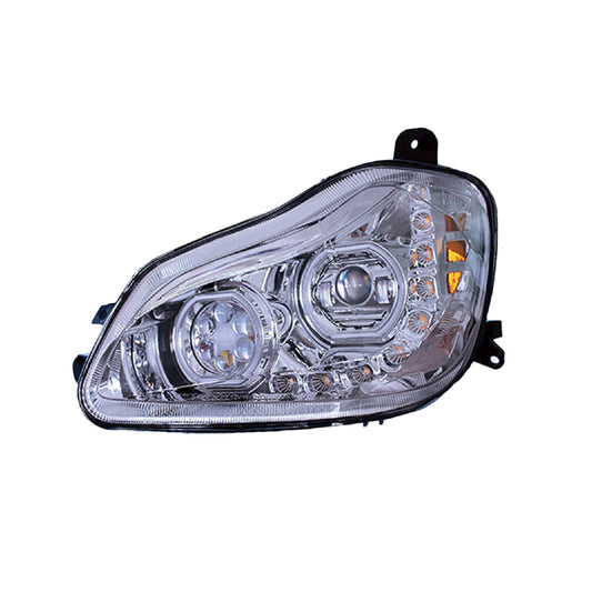 Full LED Headlights with Sequential Turn Signals for 2013-2020 Kenworth T680 Chrome/Black Pair