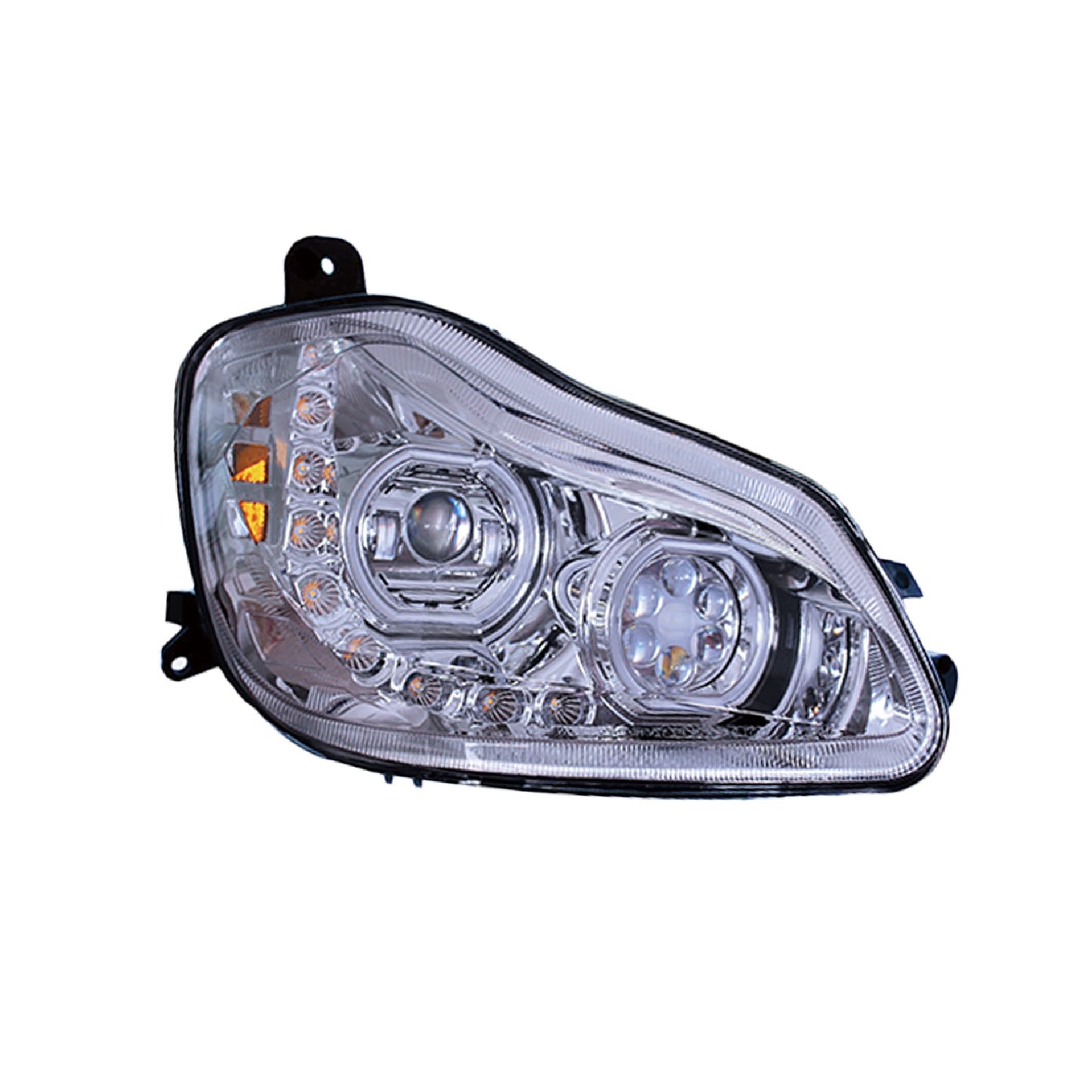 Full LED Headlights with Sequential Turn Signals for 2013-2020 Kenworth T680 Chrome/Black Pair