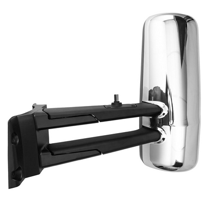 Door Mirror Assembly Power Heated with Arm for 2013-2021 Kenworth T680/T880 - Chrome/Black - Left Driver / Right Passenger Side