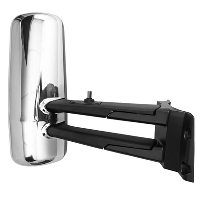 Door Mirror Assembly Power Heated with Arm for 2013-2021 Kenworth T680/T880 - Chrome/Black - Left Driver / Right Passenger Side