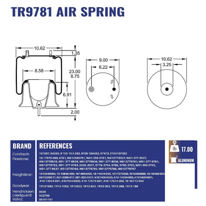 Air Spring Bag for Freightliner Trucks, Replacement # 681-320-0017