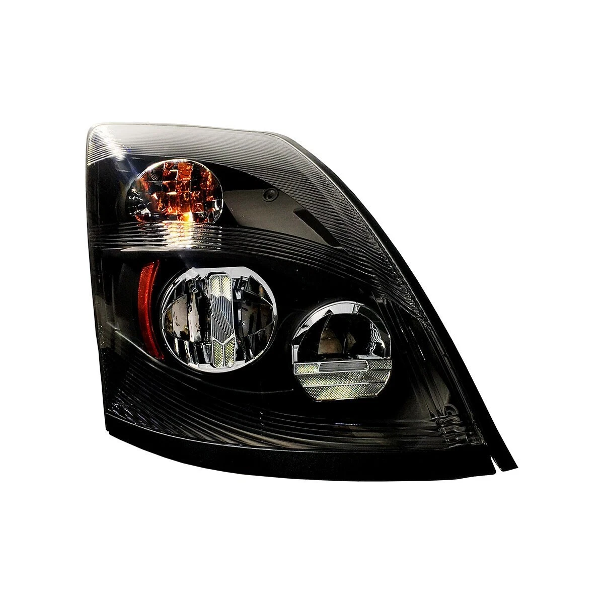 For 2004-2017 Volvo VN/VNL Headlights Driver (LH) & Passenger (RH) Side Black