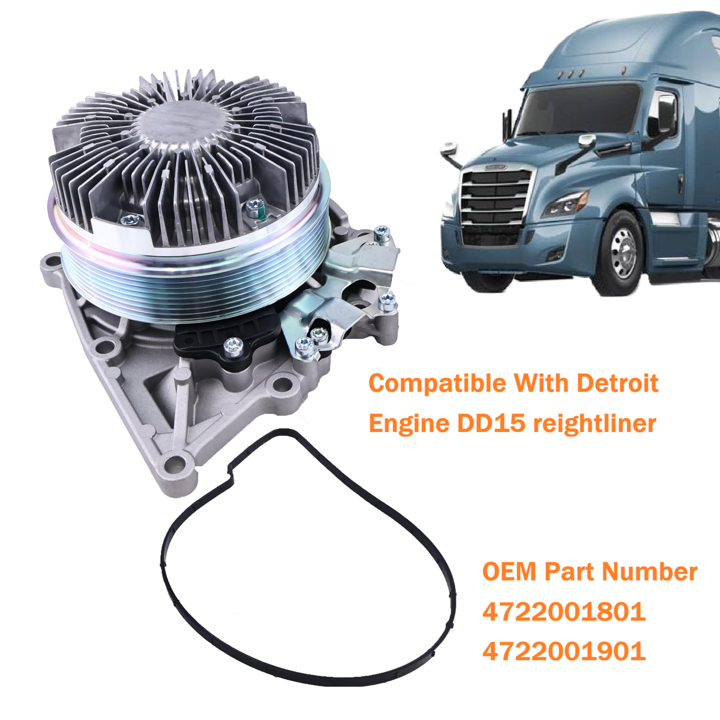 4722001901 Heavy Duty Engine Water Pump for Detroit Truck DD13 DD15 4722001801 Freightliner Cascadia A4722001901 A4722001801