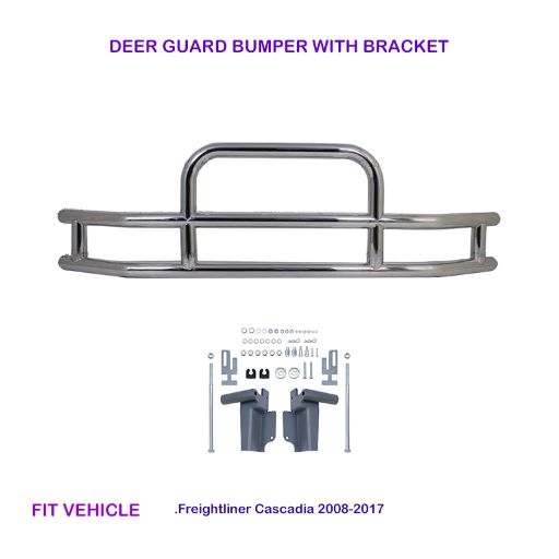 Universal Type Deer Guard Bumper with Brackets for Semi-Truck (Chrome)