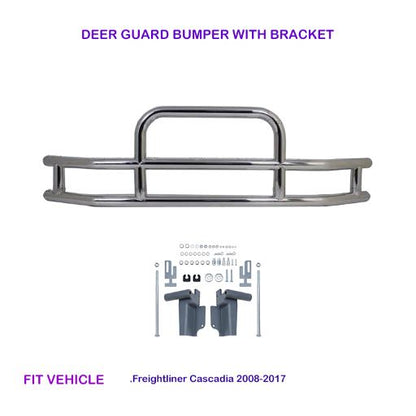 Universal Type Deer Guard Bumper with Brackets for Semi-Truck (Chrome)