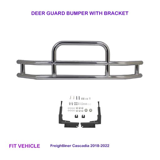 Universal Type Deer Guard Bumper with Brackets for Semi-Truck (Chrome)