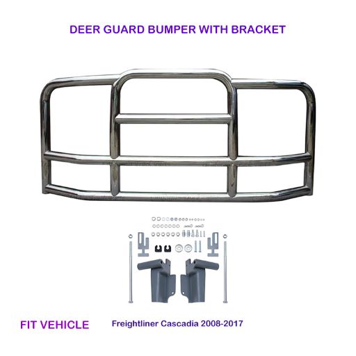 Deer Guard Bumper with Brackets for Freightliner Cascadia 2008-2022 Chrome