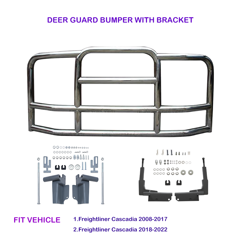 Deer Guard Bumper with Brackets for Freightliner Cascadia 2008-2022 Chrome