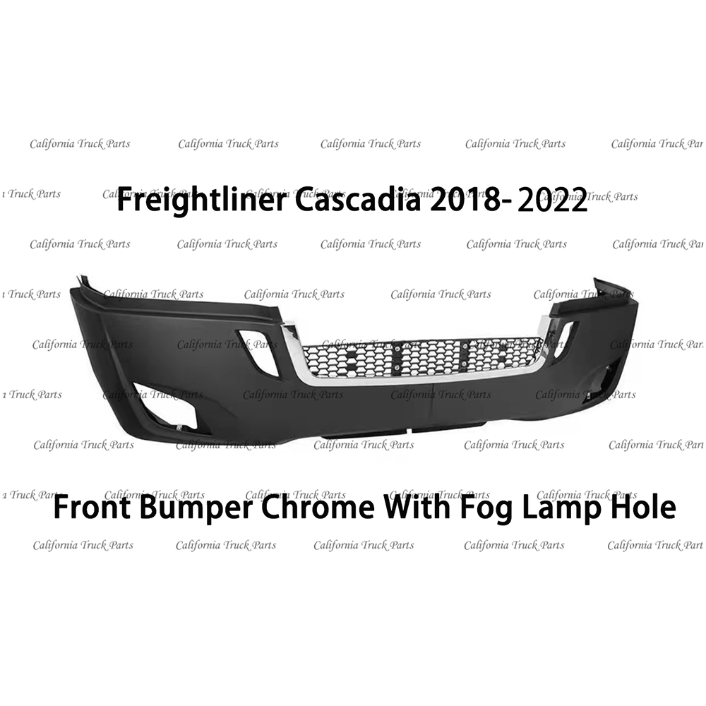 Freightliner Cascadia Complete Front Bumper Chrome /Black Trim W/O Fog Lamp Hole 2018-2022