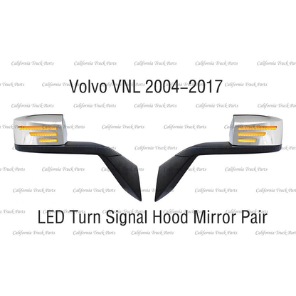 Volvo VN/VNL 2004-2017 LED Turn Signal Hood Mirror Chrome  Driver / Passenger Side