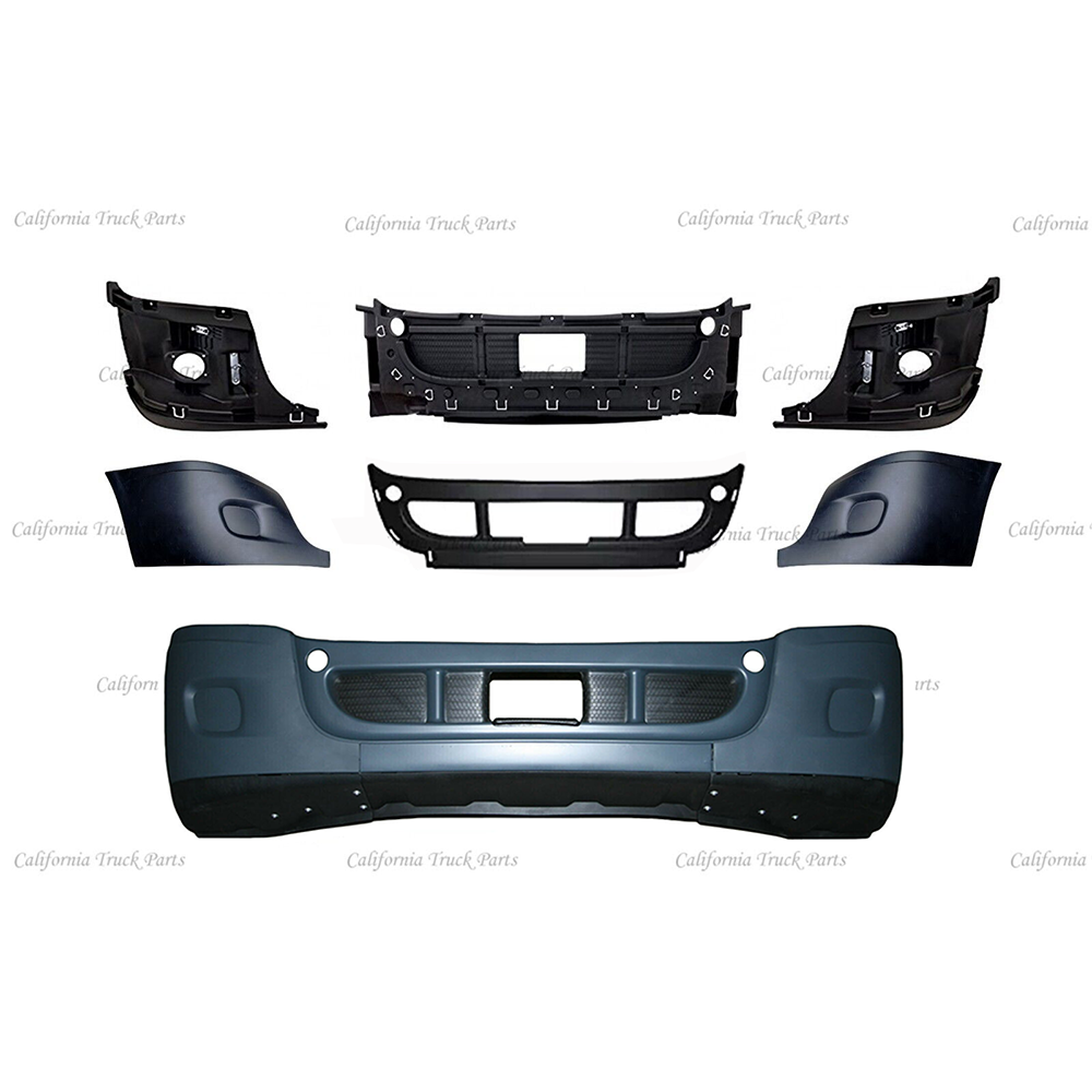 Freightliner Cascadia Complete Front Bumper Chrome/Black with Fog Lamp Hole 2008-2017