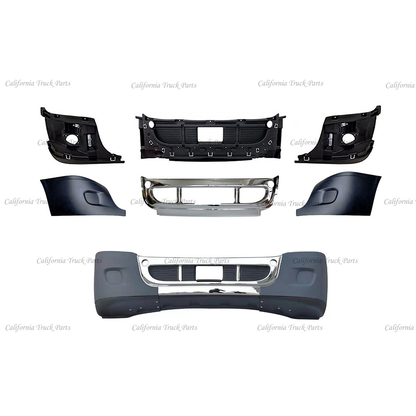 Freightliner Cascadia Complete Front Bumper Chrome/Black with Fog Lamp Hole 2008-2017