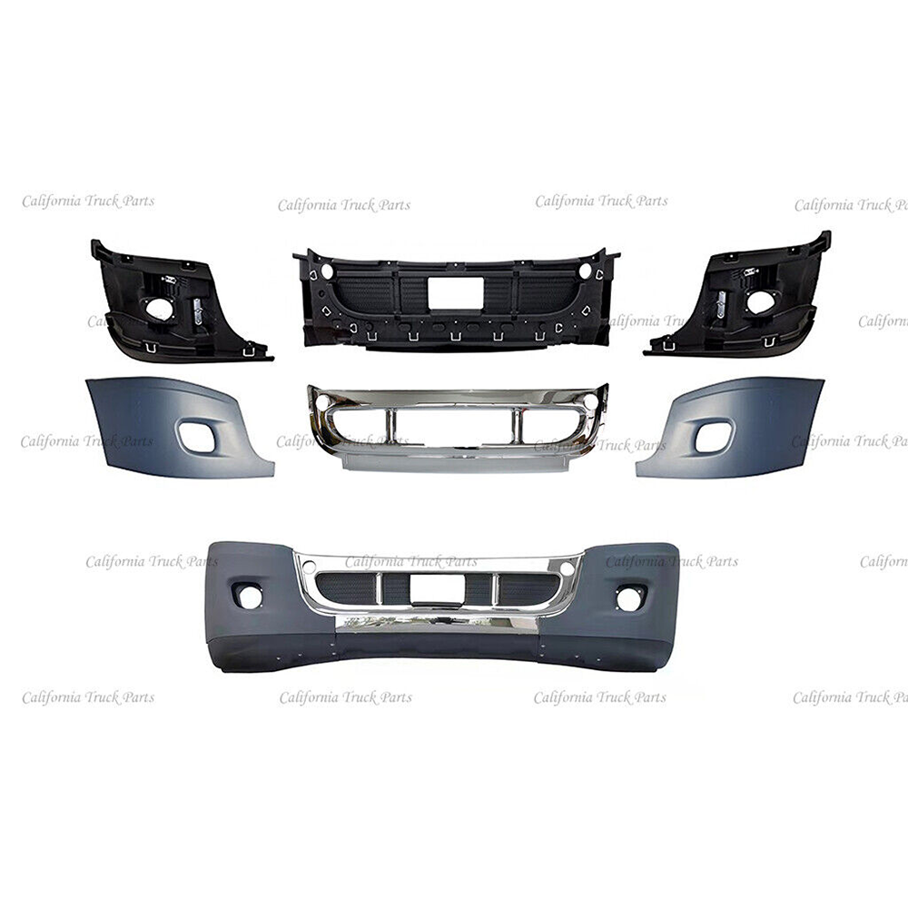 Freightliner Cascadia Complete Front Bumper Chrome/Black with Fog Lamp Hole 2008-2017