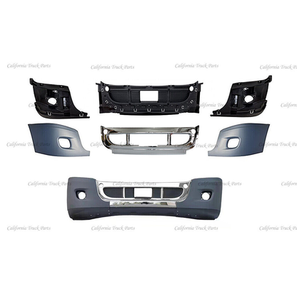 Freightliner Cascadia Complete Front Bumper Chrome/Black with Fog Lamp Hole 2008-2017