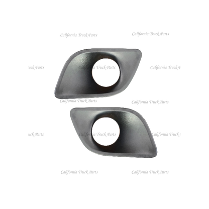 Bumper Auxiliary Fog Light Bezels Pair (Left & Right) for 2011-2020 Kenworth T680 Black/Chrome