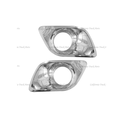 Bumper Auxiliary Fog Light Bezels Pair (Left & Right) for 2011-2020 Kenworth T680 Black/Chrome