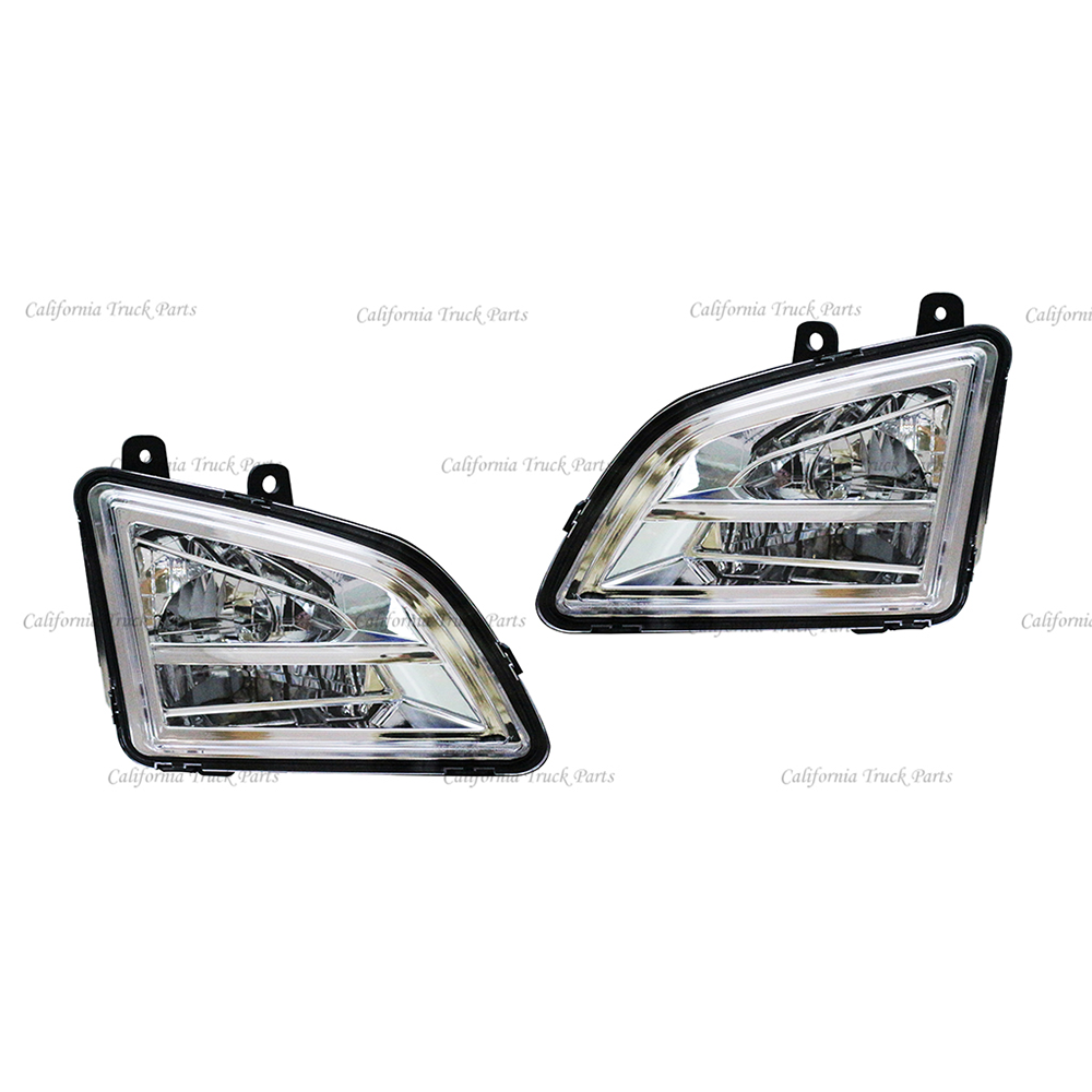 Volvo VNL Fog Light Full LED Fog Lamps Chrome Housing Pair 2018+