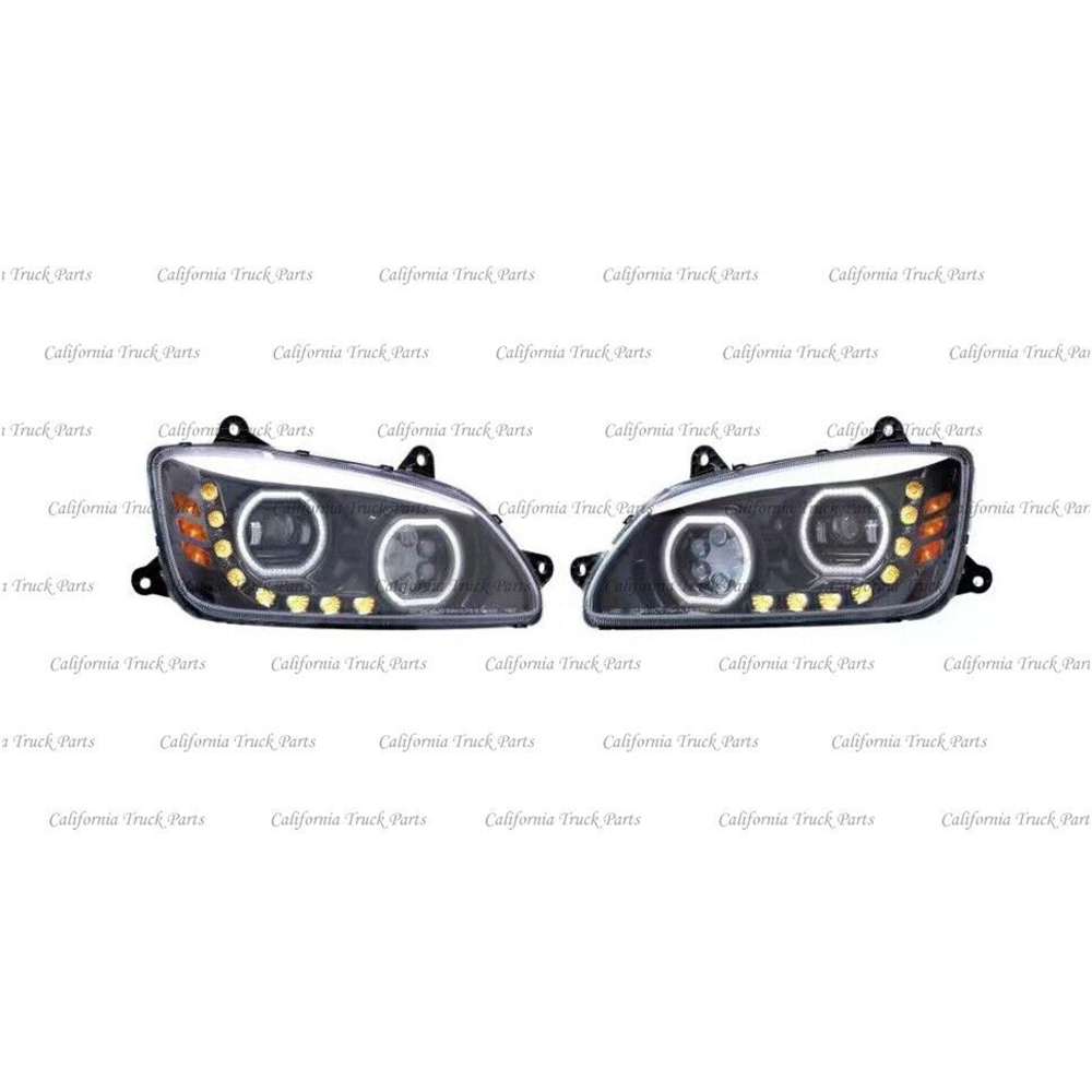 Kenworth T660 Full LED Headlight Chrome/Black Pair 2008-2017