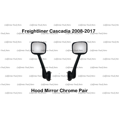 Black/Chrome Hood Mirror Pair For Freightliner Cascadia 2008-2017 A22-66565-002