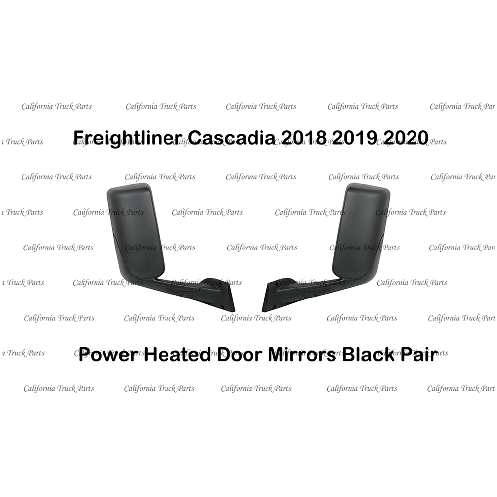 Freightliner Cascadia Door Mirror Powered and Heat Black/Chrome Pair 2018 2019 2020 2021 2022