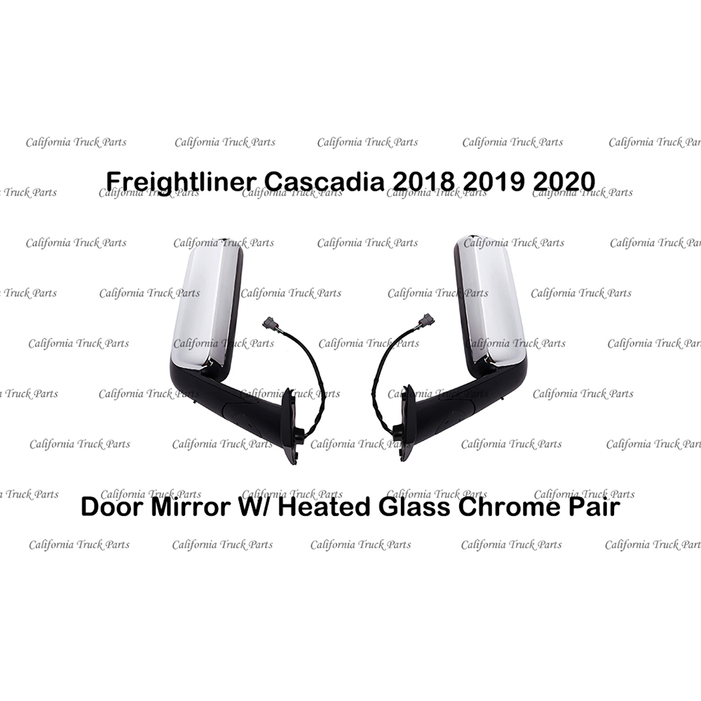 Freightliner Cascadia Door Mirror Powered and Heat Black/Chrome Pair 2018 2019 2020 2021 2022