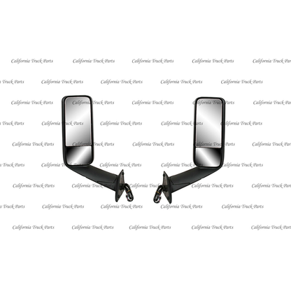 Freightliner Cascadia Door Mirror Powered and Heat Black/Chrome Pair 2018 2019 2020 2021 2022